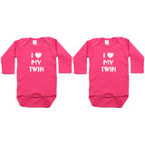 Twin Set I Love My Twin Sleeve Infant Bodysuit