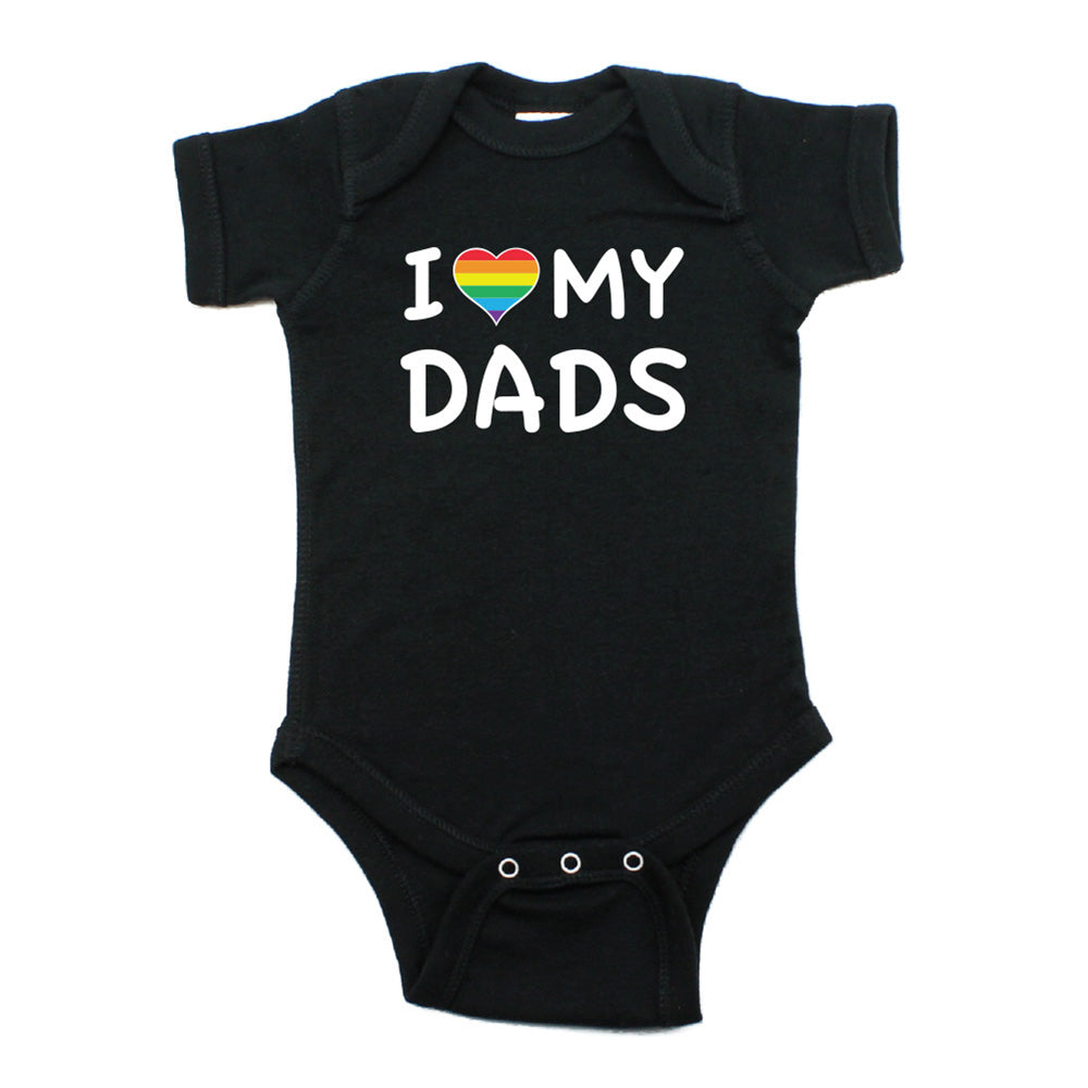 Father's Day I Love My Dads LGBT Rainbow Heart Short Sleeve Infant Bodysuit