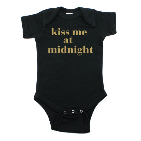 New Years Kiss Me At Midnight Short Sleeve Cotton Bodysuit