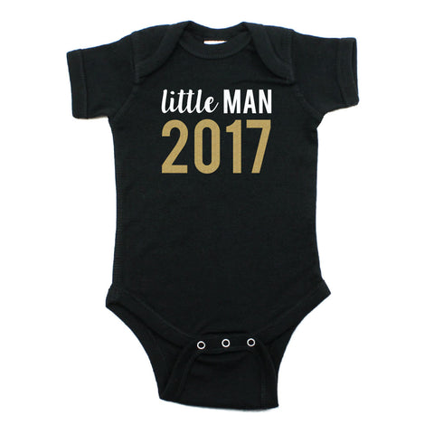 New Years Little Man 2017 Short Sleeve  100% Cotton Bodysuit