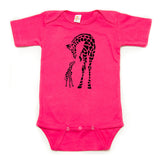 Baby Giraffe and Mommy Short Sleeve Bodysuit