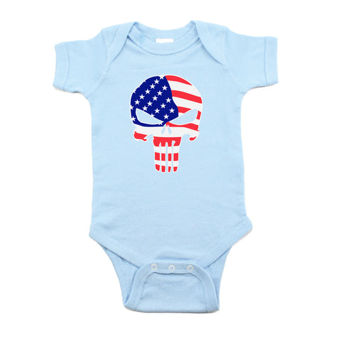 American Flag Punisher Skull Short Sleeve Infant Bodysuit