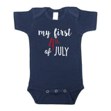 My First 4th of July Cursive Text Short Sleeve Infant Bodysuit