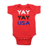4th of July Yay Yay USA Text Short Sleeve Infant Bodysuit