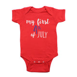 My First 4th of July Cursive Text Short Sleeve Infant Bodysuit