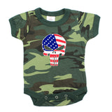 American Flag Punisher Skull Short Sleeve Infant Bodysuit