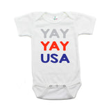 4th of July Yay Yay USA Text Short Sleeve Infant Bodysuit