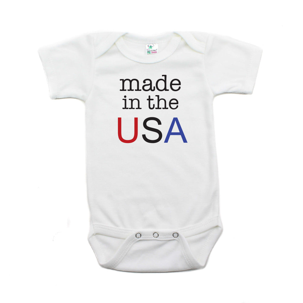 4th of July Made in the USA Text Short Sleeve Infant Bodysuit
