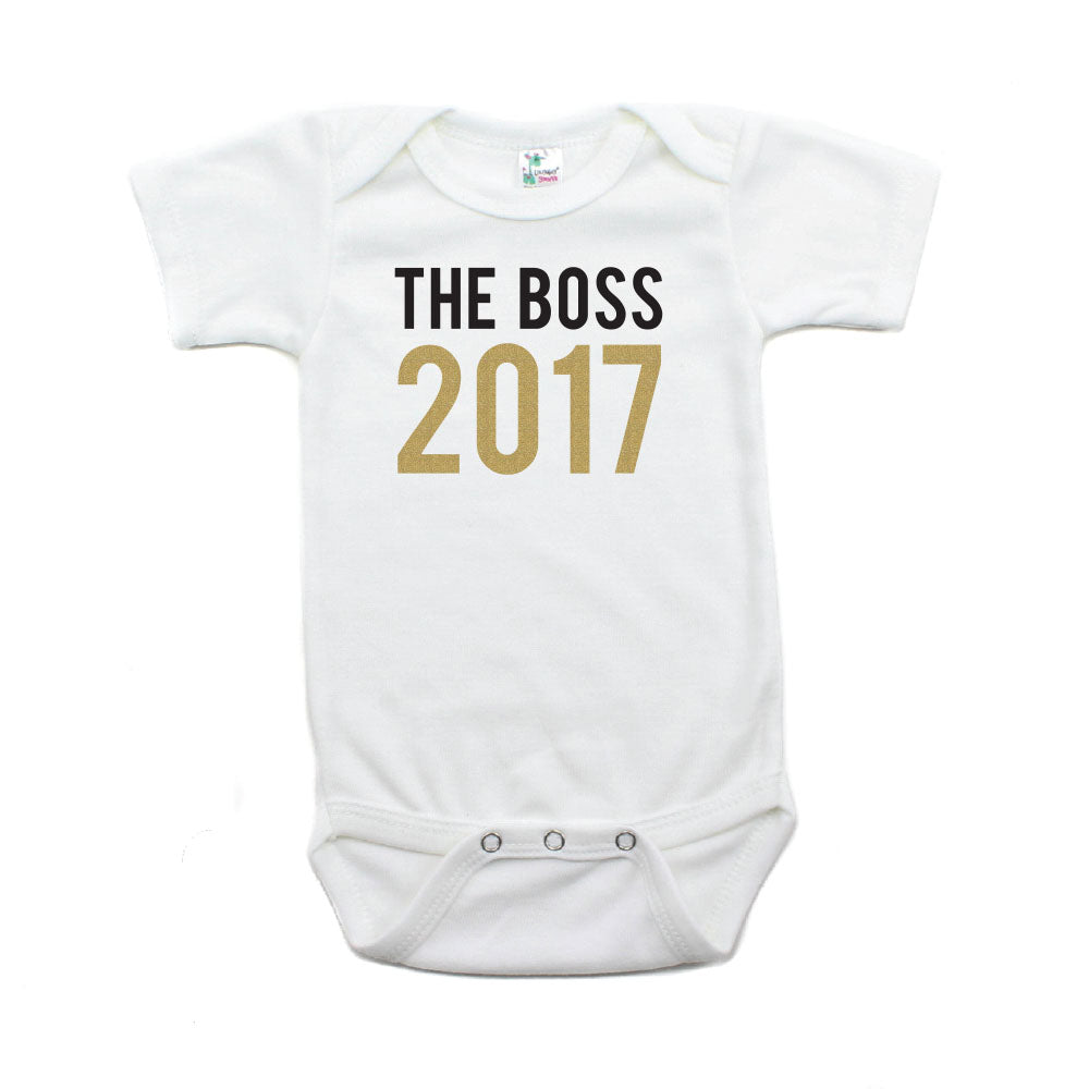 New Years The Boss 2017 Short Sleeve 100% Cotton Bodysuit