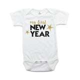 My First New Years Short Sleeve 100% Cotton Bodysuit