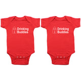 Milk Drinking Buddies Twin Set Short Sleeve Infant Bodysuit