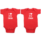 Twin Set I Love My Twin Short Sleeve Infant Bodysuit