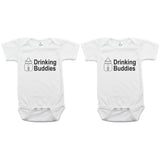 Milk Drinking Buddies Twin Set Short Sleeve Infant Bodysuit