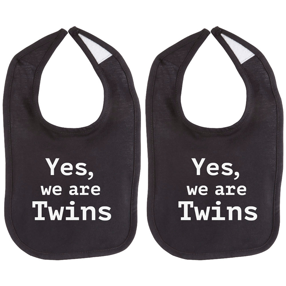Yes We Are Twins Unisex 100% Cotton Soft Twin Baby Bib Set