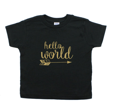 Glitter Gold Hello World Toddler Short Sleeve T-Shirt