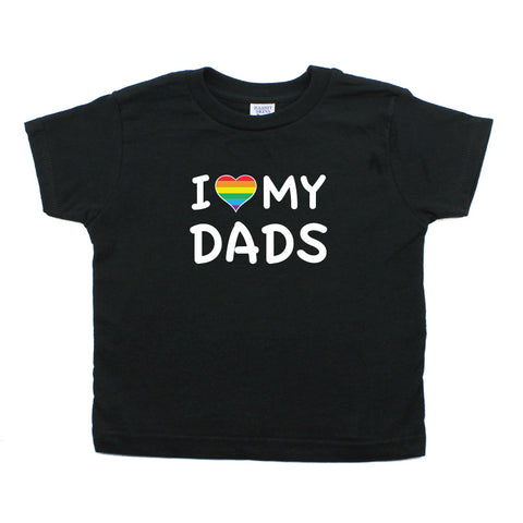Father's Day I Love My Dads LGBT Rainbow Heart Toddler Short Sleeve T-Shirt