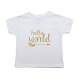 Glitter Gold Hello World Toddler Short Sleeve T-Shirt
