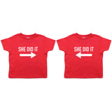 Twin Set She Did It Toddler Short Sleeve T-Shirt