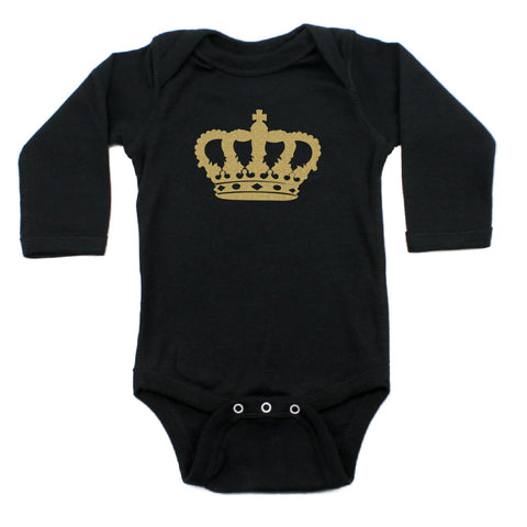 Gold Glitter Crown for a Queen Long Sleeve Baby Infant Bodysuit