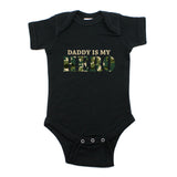 Military Daddy Is My Hero Short Sleeve Infant Baby Bodysuit with Camo Accent