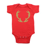 Christmas Solid Deer Antlers Short Sleeve Infant Bodysuit