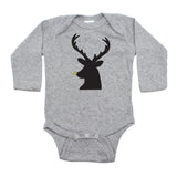Christmas Black Reindeer w/ Glitter Nose Long Sleeve Infant Bodysuit