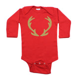 Christmas Solid Deer Antlers Long Sleeve Infant Bodysuit