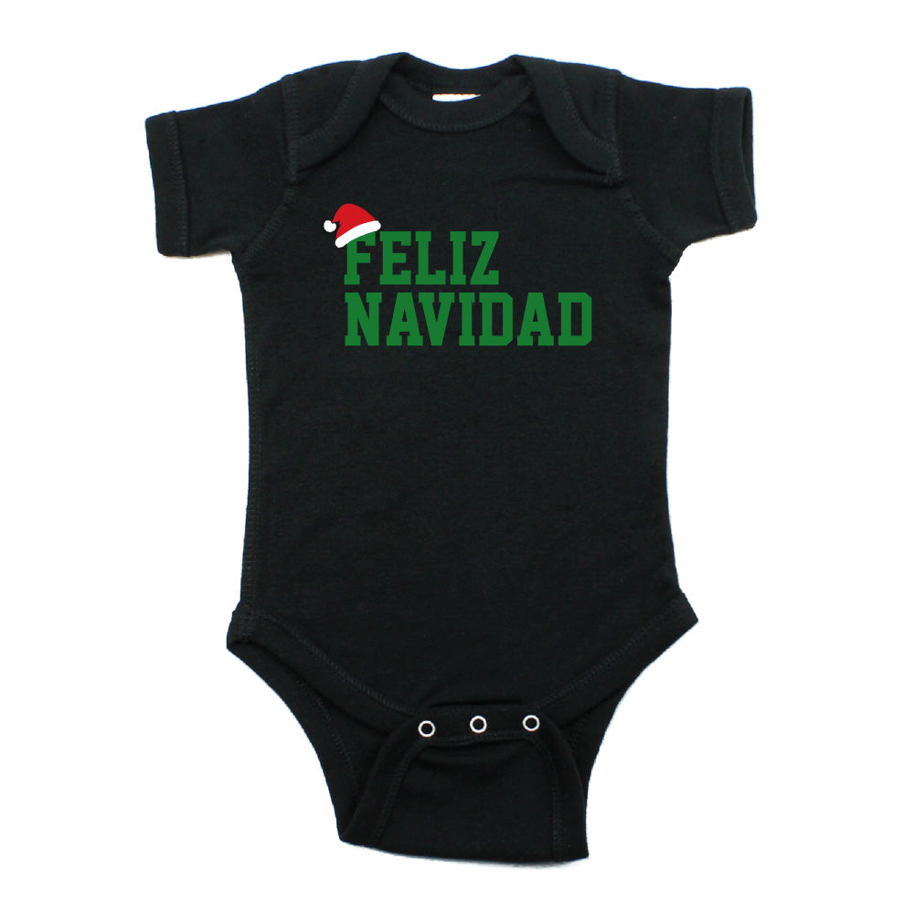 Christmas Feliz Navidad Santa Hat Short Sleeve Infant Bodysuit