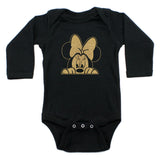Minnie Mouse with Bow Peeking Long Sleeve 100% Cotton Bodysuit