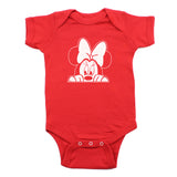 Minnie Mouse with Bow Peeking Short Sleeve 100% Cotton Bodysuit