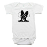 Minnie Mouse with Bow Peeking Short Sleeve 100% Cotton Bodysuit