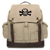 Scribble Skull Vintage Canvas Rucksack Backpack with Leather Straps