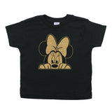 Minnie Mouse with Bow Peeking Toddler Short Sleeve Cotton T-Shirt