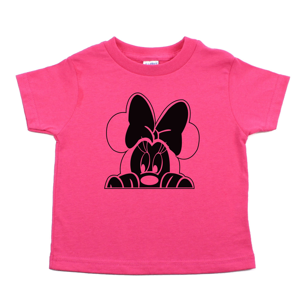 Minnie Mouse with Bow Peeking Toddler Short Sleeve Cotton T-Shirt