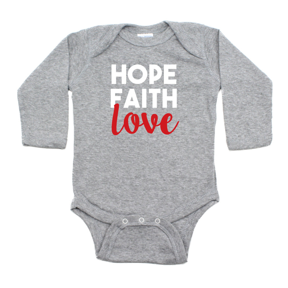 Christmas Hope Faith Love Words Long Sleeve Infant Bodysuit