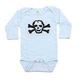 Black Scribble Skull Long Sleeve Cotton One Piece Baby Bodysuit