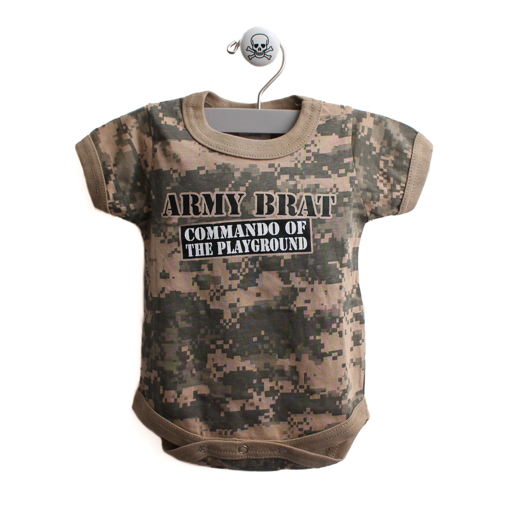 Army Brat Digital Camo Soldier Short Sleeve Baby Infant Bodysuit