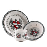 Rock Star Baby Heart and Wings Dinnerware 3 Piece Gift Set