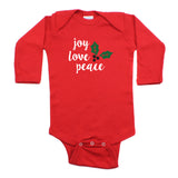 Christmas Joy Love Peace Mistletoe Long Sleeve Infant Bodysuit