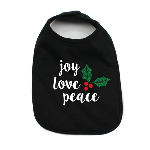 Christmas Joy Love Peace Mistletoe Soft Cotton Infant Bib