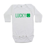 St. Patrick's Day Lucky with Shamrock Long Sleeve Baby Infant Bodysuit