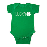St. Patrick's Day Lucky with Shamrock Short Sleeve Baby Infant Bodysuit