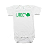 St. Patrick's Day Lucky with Shamrock Short Sleeve Baby Infant Bodysuit