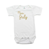 Miss July Glitter Short Sleeve Infant Bodysuit