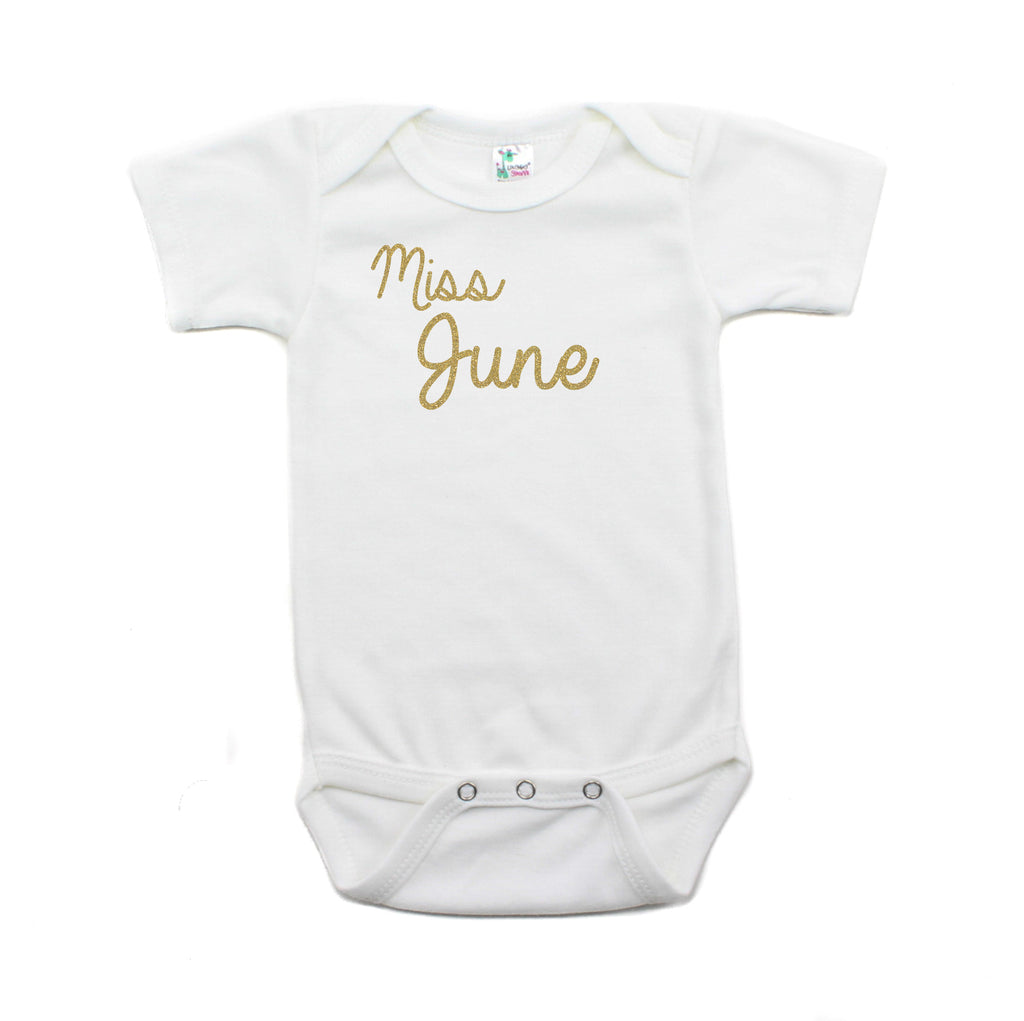 Miss June Glitter Short Sleeve Infant Bodysuit