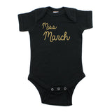 Miss March Glitter Short Sleeve Infant Bodysuit