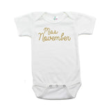 Miss November Glitter Short Sleeve Infant Bodysuit