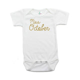 Miss October Glitter Short Sleeve Infant Bodysuit
