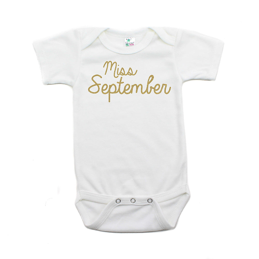 Miss September Glitter Short Sleeve Infant Bodysuit