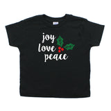 Christmas Joy Love Peace Mistletoe Toddler Short Sleeve T-Shirts